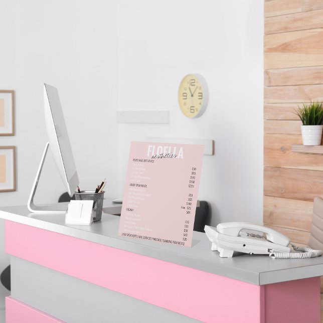 Pink Aesthetics Salon Services Pricing List Pedestal Sign (Creator Uploaded)