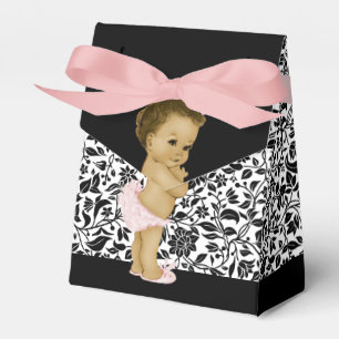 Pink African American Baby Girl Shower Favour Box