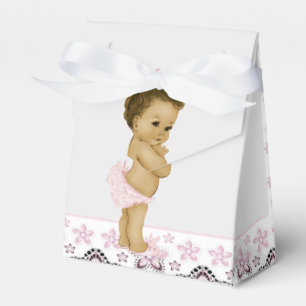 Pink African American Baby Girl Shower Favour Boxe Favour Box