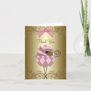 Pink African American Baby Girl Thank You Cards