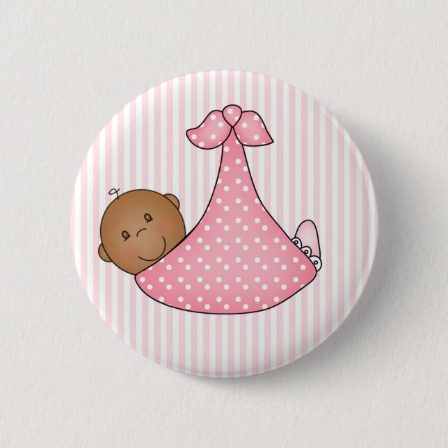 Pink African American Girl in Blanket 6 Cm Round Badge (Front)
