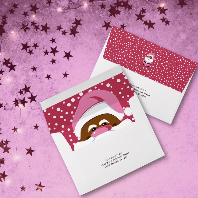 Pink African-American Santa Claus Christmas Envelope (Creator Uploaded)