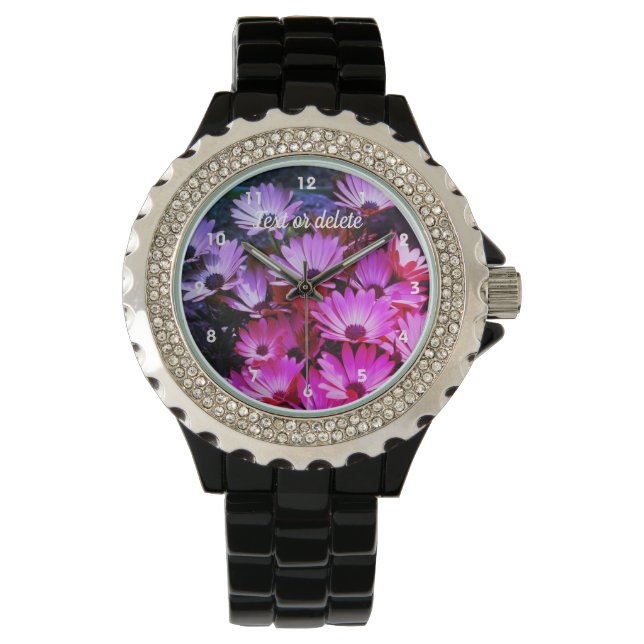 Pink African Daisy Flowers Abstract Personalised  Watch (Front)
