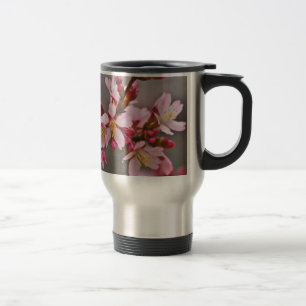 Pink Against A Grey Sky Japanese Cherry Blossoms Travel Mug