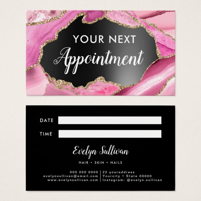 Pink Agate Appointment Card (Front & Back)