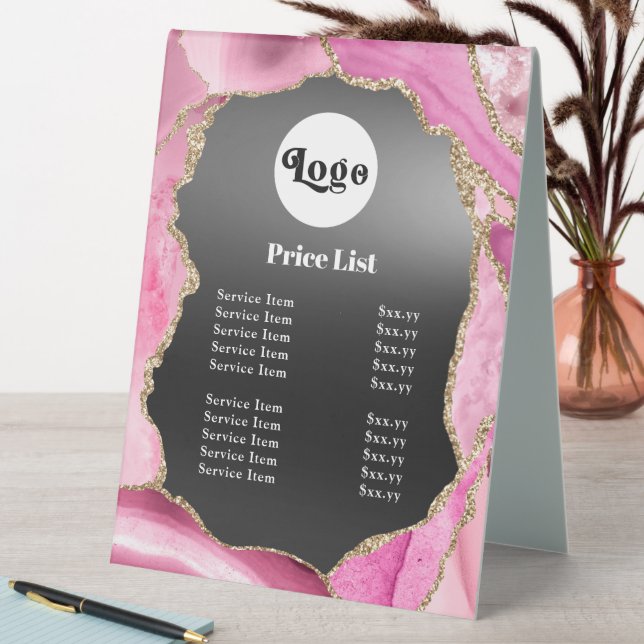 Pink Agate Black Foil Price List (In SItu (Table))