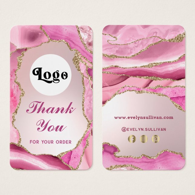 Pink agate faux foil package insert (Front & Back)