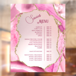 Pink Agate Faux Foil Services Menu
