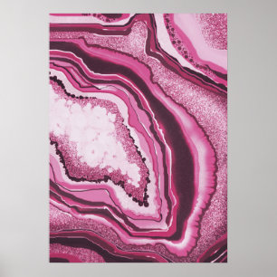 Pink Agate Geode Gemstone Poster