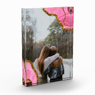 Pink Agate Geode Glitter BFF Family Friends Photo