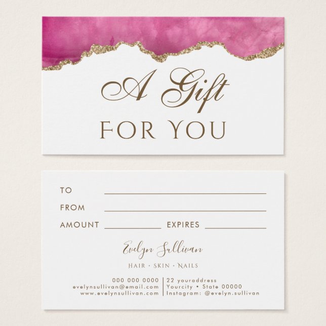 Pink Agate Gift Card (Front & Back)