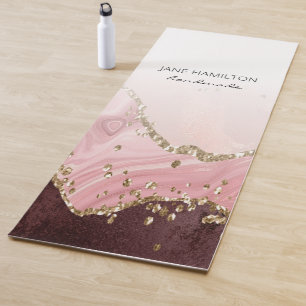 Pink Agate Marble Glitter Exercise Mat