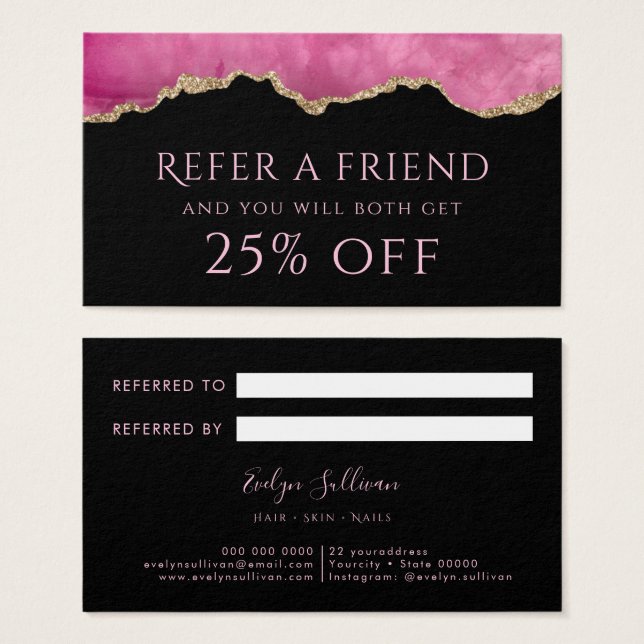 pink agate Referral Card (Front & Back)