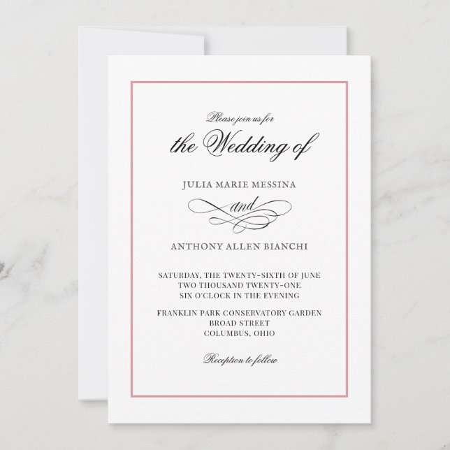 Pink Agate Simple Elegance Invitation (Front)