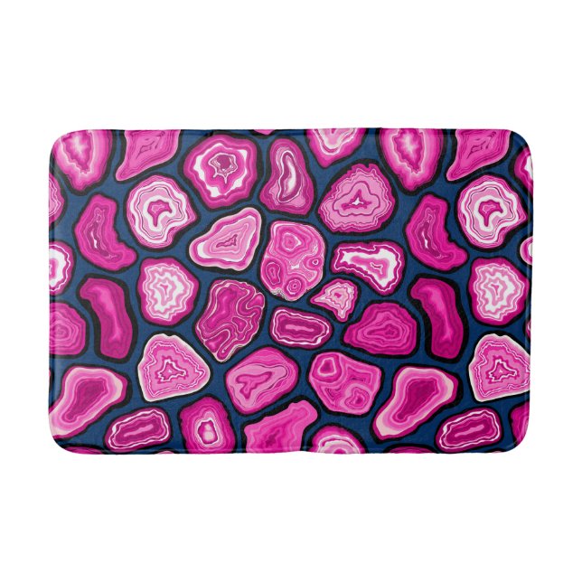Pink agate slices bath mat (Front)