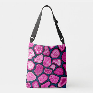 Pink agate slices crossbody bag