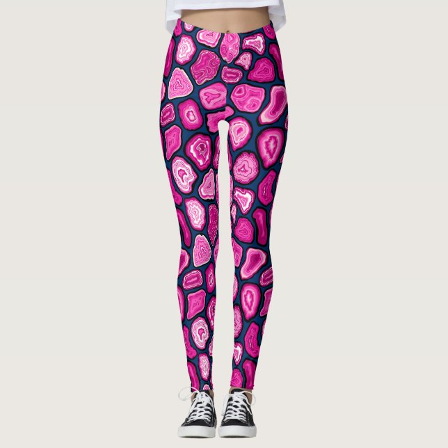 Pink agate slices leggings (Front)