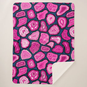 Pink agate slices sherpa blanket