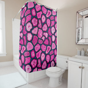 Pink agate slices shower curtain