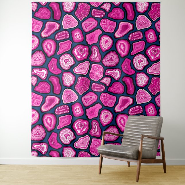 Pink agate slices tapestry (In Situ)