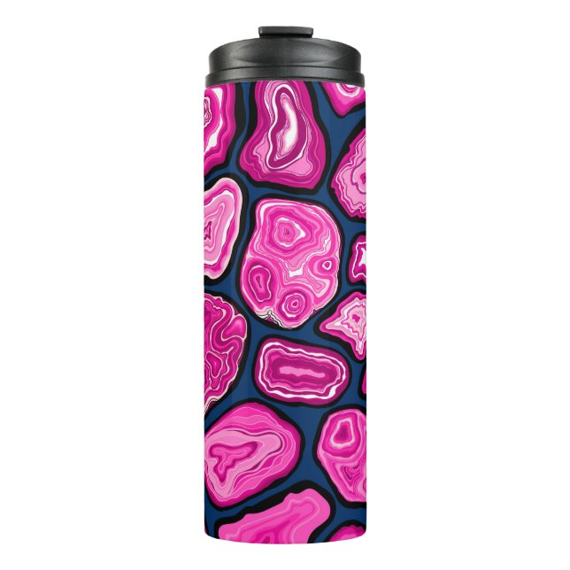 Pink agate slices thermal tumbler (Front)