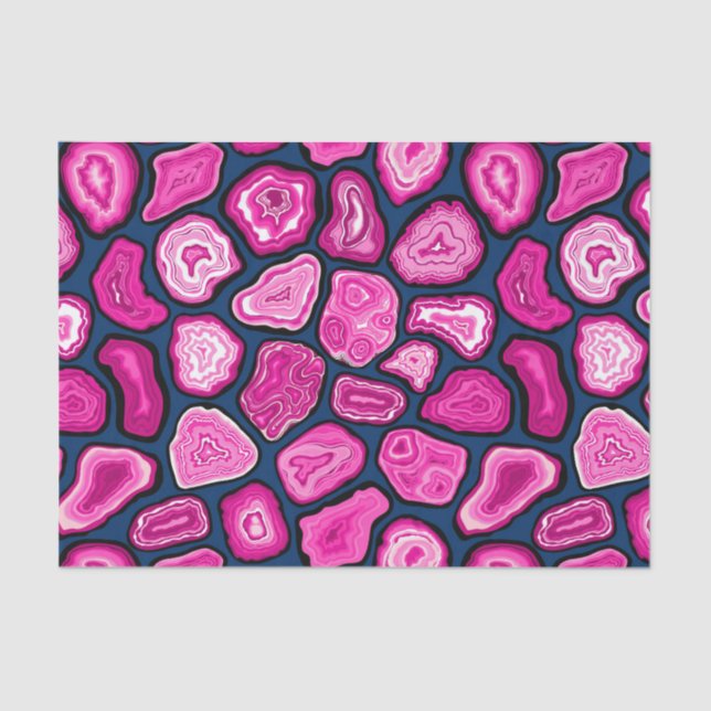 Pink agate slices tissue paper (Front)