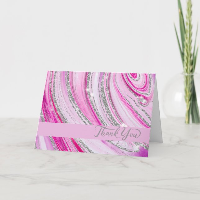 Pink Agate Thank You Card (Front)