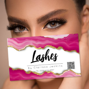 pink agate Trendy Modern Lash Extensions Beauty Magnetic Business Card