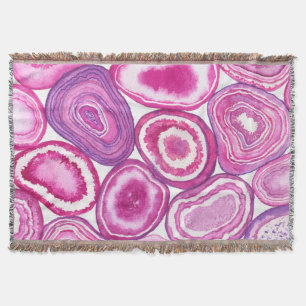 Pink agate watercolor throw blanket