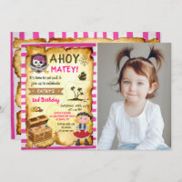 Pink Ahoy Treasure Map Girls Pirate Photo Birthday