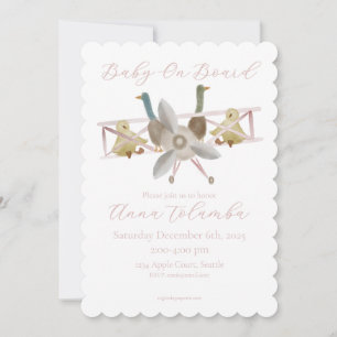 Pink Airplane Baby Shower Invitation