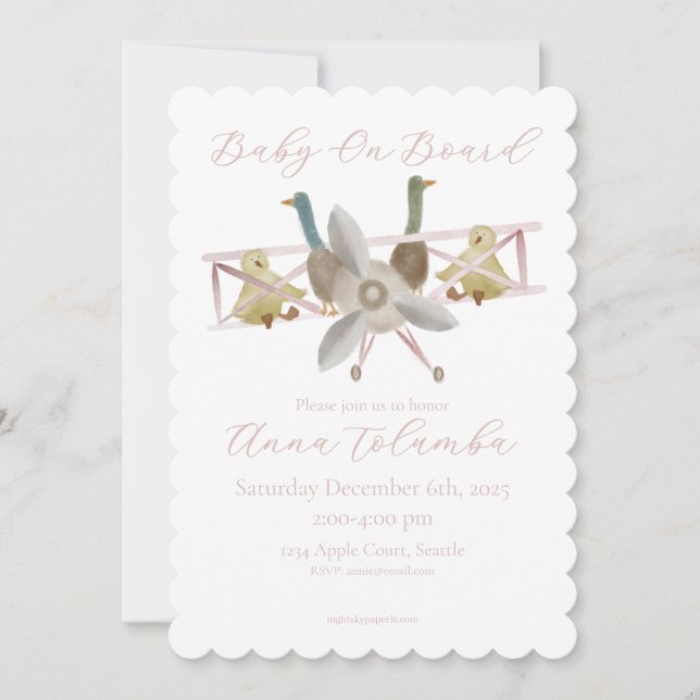 Pink Airplane Baby Shower Invitation (Front)