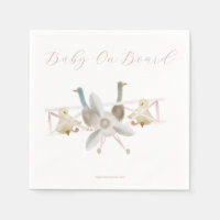 Pink Airplane Baby Shower Napkins
