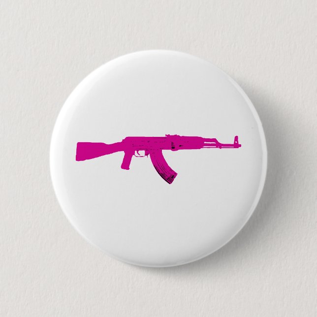 Pink AK-47 6 Cm Round Badge (Front)