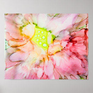 Pink Alcohol Ink Abstract Flower Poster