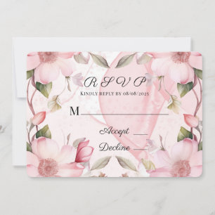 Pink Alcohol Ink Floral Wedding RSVP Card