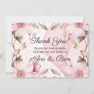 Pink Alcohol Ink Floral Wedding Thank You Card