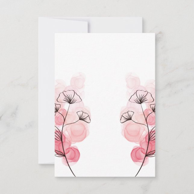Pink Alcohol Ink Flowers RSVP Card (Front)