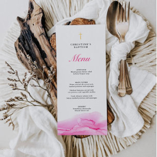 Pink Alcohol Ink Girl Baptism Christening Menu