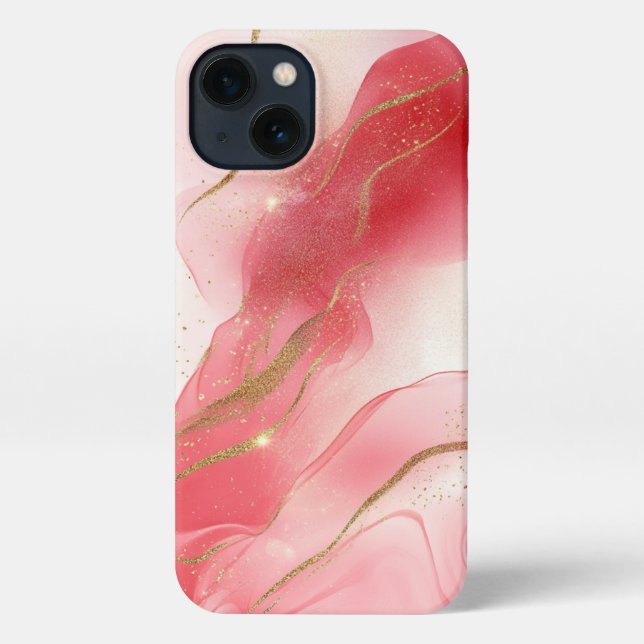 pink alcohol ink gold girly iPhone case (Back)