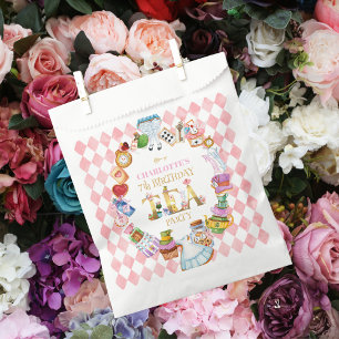Pink Alice in Wonderland 7th Birthday Favour Bag