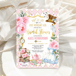 Pink Alice in Wonderland Bridal Shower Tea Party Invitation<br><div class="desc">Alice in Wonderland is a story about a girl who falls down a rabbit hole and finds herself in an amazing, topsy-turvy world. Alice is the protagonist of this story and she meets all sorts of strange characters like the Mad Hatter, the Queen of Hearts, Tweedledum and Tweedledee. This Alice...</div>