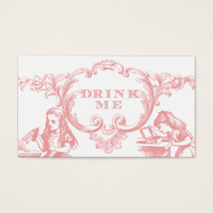 Pink Alice in Wonderland Wedding Drink Cards