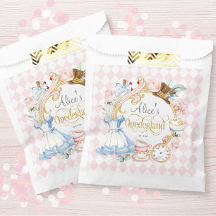 Pink, Alice Onederland, Girl 1st birthday snack Favour Bag