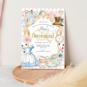 Pink Alice Onederland Mad Hatter Tea Party Invitation