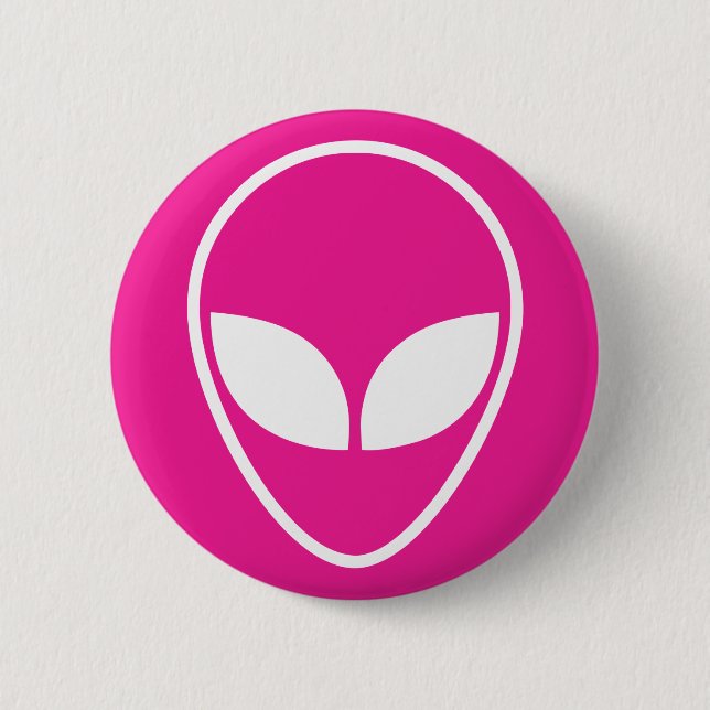 Pink Alien pin button, geek (Front)