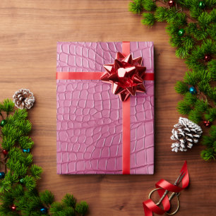 Pink Alligator Animal Print Wrapping Paper