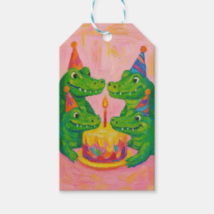 Pink Alligator Happy Birthday Gift Tag