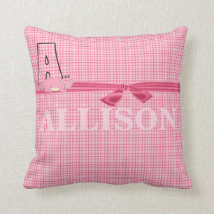 Pink Alligator Kid's Monogrammed "A" Cushion