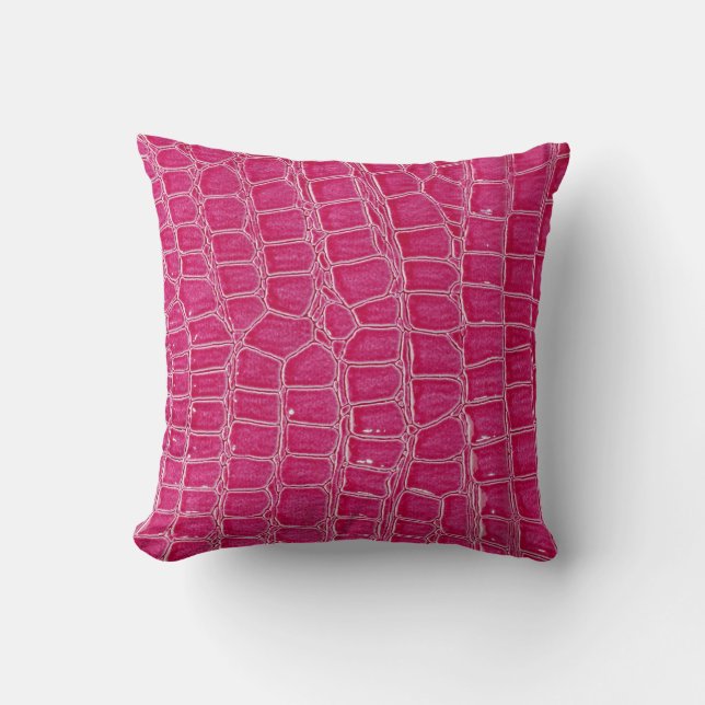 Pink Alligator Patterned Texture Cushion (Front)